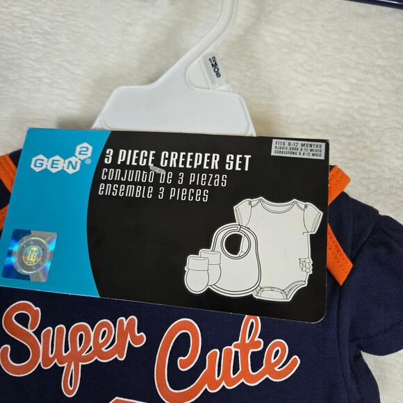 Syracuse Orange Baby 3 piece Outfit Set 12 month One piece, booties, bib 0705 - Picture 3 of 9